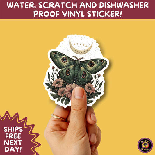 LUNA MOTH STICKERS | moth, sticker, luna moth, moon moth, cottage core, large moth, insect sticker, laptop sticker,