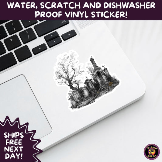 DARK GOTHIC STICKERS – Witchcore, Spooky, Occult, Alternative Vinyl Decals for Journals, Water Bottles, cemetery, headstone, and MacBooks