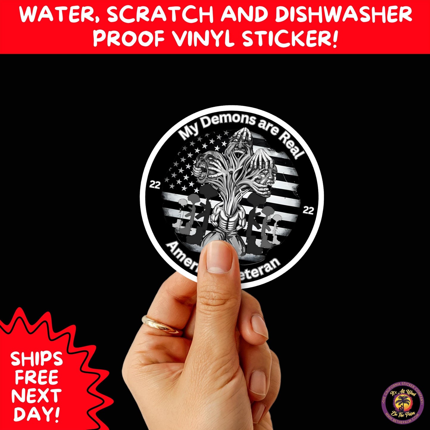 VETERAN STICKERS | Veteran Made Patriotic Vinyl Decals for Military Support, Army Navy Marine Veteran Gifts, American Flag Bumper Sticker