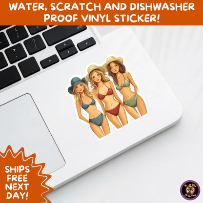 FUN BEACH STICKERS with Bikini Designs, Perfect for Travel Journals, Water Bottles, Tumblers, Laptops, Scrapbooks, and Summer Decor