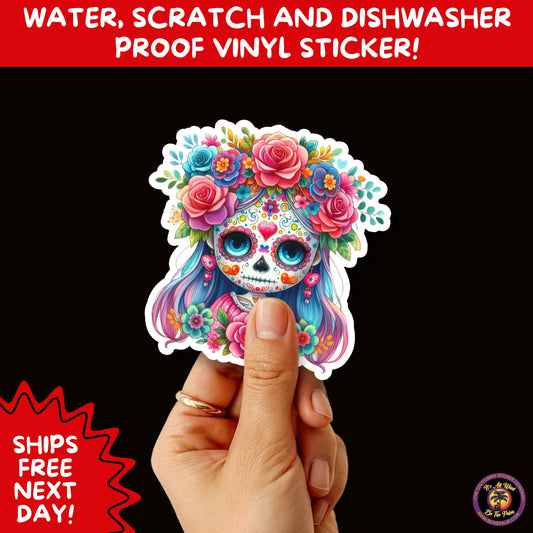 SUGAR SKULL STICKERS Day of the Dead Aesthetic Sticker Pack for Journals Laptops Water Bottles Halloween Decor and Spooky Season Gifts