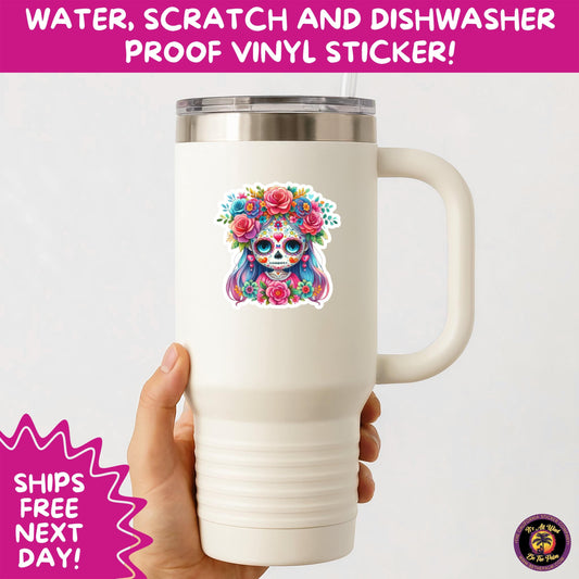 SUGAR SKULL STICKERS Day of the Dead Aesthetic Sticker Pack for Journals Laptops Water Bottles Halloween Decor and Spooky Season Gifts