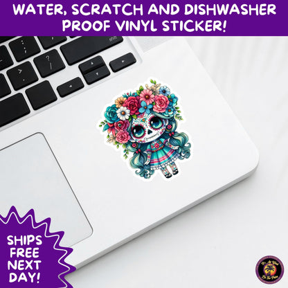 SUGAR SKULL STICKERS Day of the Dead Aesthetic Sticker Pack for Journals Laptops Water Bottles Halloween Decor and Spooky Season Gifts