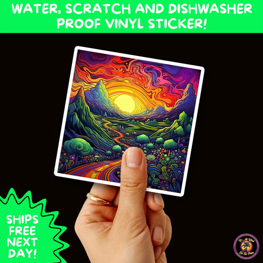 PSYCHEDELIC ART STICKERS | Trippy Groovy Vinyl Decals for Journals, Water Bottles, Laptops, Hippie Aesthetic Stickers for Vibe Lovers