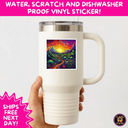 PSYCHEDELIC ART STICKERS | Trippy Groovy Vinyl Decals for Journals, Water Bottles, Laptops, Hippie Aesthetic Stickers for Vibe Lovers