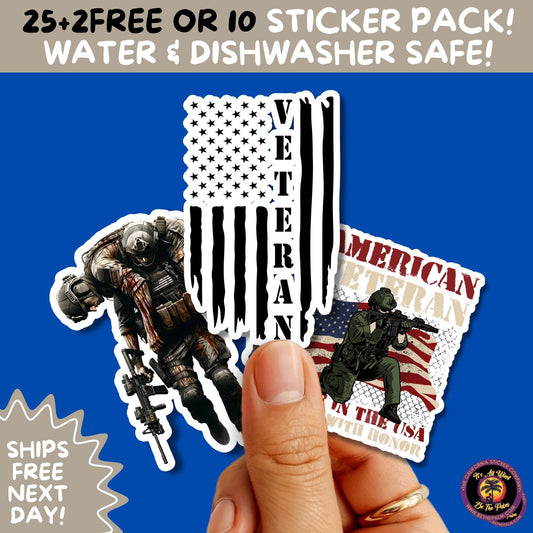 27 STICKER PACK! veteran sticker, usa decal, army sticker, military pride, patriotic gift, navy sticker, air force decal, american flag